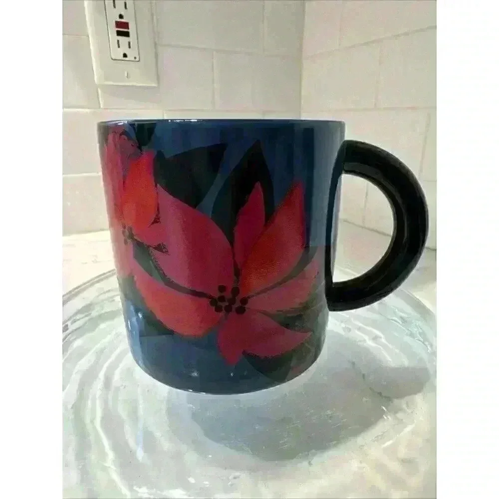 Starbucks Royal Blue Floral 2021 Coffee Mug Cup 12 Oz Ceramic Collectible